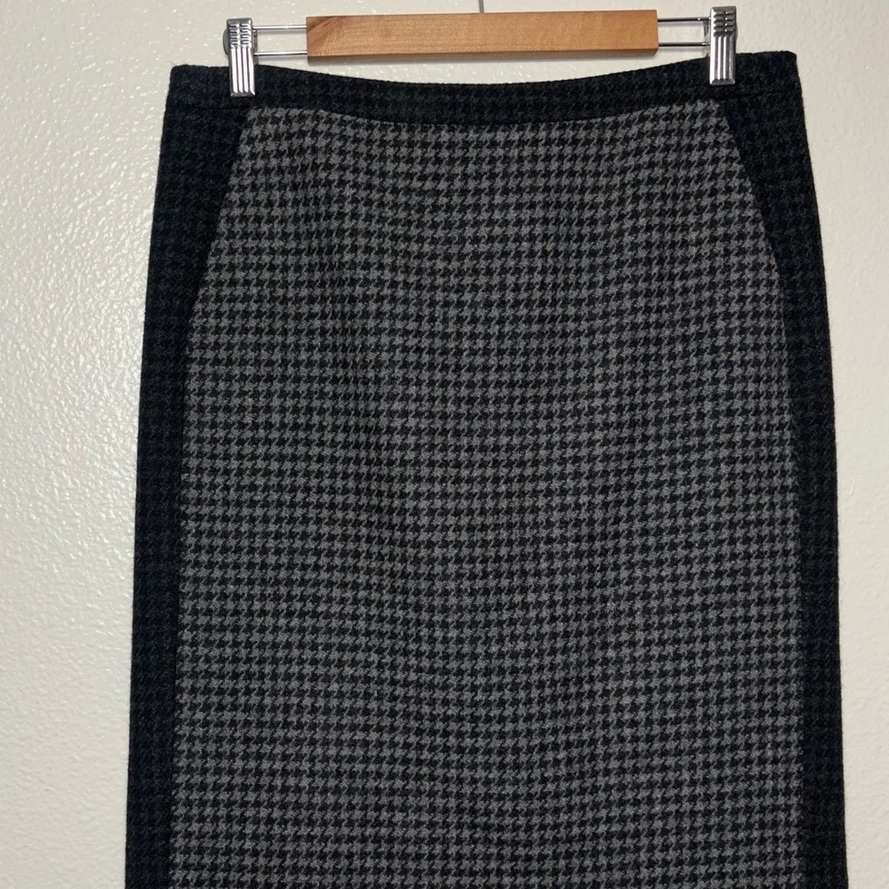 J. Crew Colorblock pencil skirt in houndstooth wool blend women's 8 Black & Gray